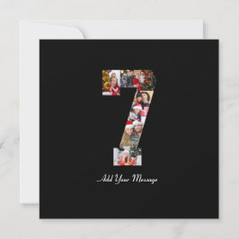 Zwart-wit nummer 7 fotocollage bedankkaart