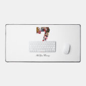 Zwart-wit nummer 7 fotocollage bureaumat (Keyboard & Muis)
