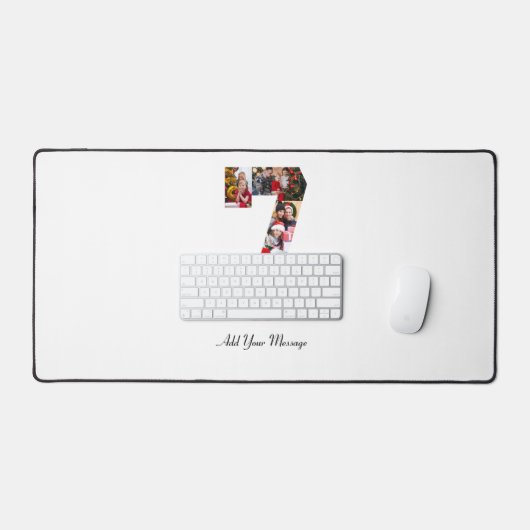 Zwart-wit nummer 7 fotocollage bureaumat (Keyboard & Muis)