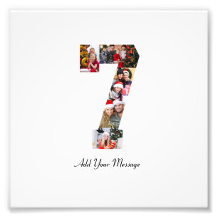 Zwart-wit nummer 7 fotocollage foto afdruk