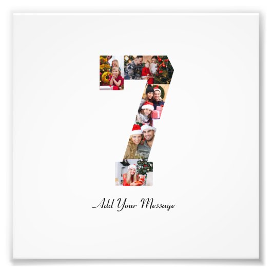 Zwart-wit nummer 7 fotocollage foto afdruk (Voorkant)