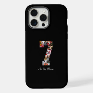 Zwart-wit nummer 7 fotocollage iPhone 15 pro max case