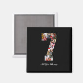 Zwart-wit nummer 7 fotocollage magneet (Voorkant / Achterkant)