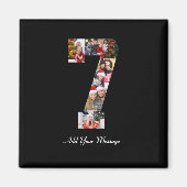 Zwart-wit nummer 7 fotocollage magneet (Voorkant)
