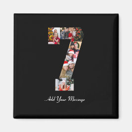 Zwart-wit nummer 7 fotocollage magneet