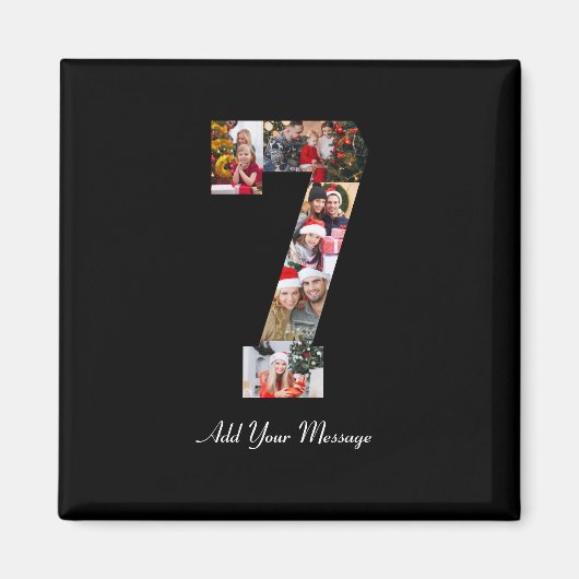 Zwart-wit nummer 7 fotocollage magneet (Voorkant)