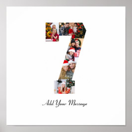 Zwart-wit nummer 7 fotocollage poster