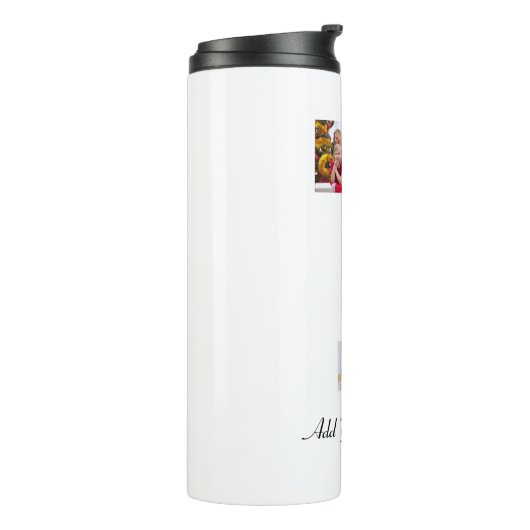 Zwart-wit nummer 7 fotocollage thermosbeker (Gedraaid links)