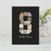 Zwart-wit nummer 8 fotocollage aankondiging (Staand voorkant)