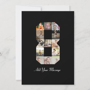 Zwart-wit nummer 8 fotocollage aankondiging