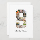 Zwart-wit nummer 8 fotocollage aankondiging (Voorkant / Achterkant)