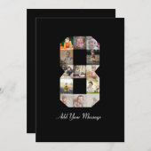 Zwart-wit nummer 8 fotocollage bedankkaart (Voorkant / Achterkant)