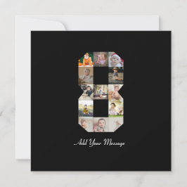 Zwart-wit nummer 8 fotocollage bedankkaart