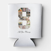 Zwart-wit nummer 8 fotocollage blikjeskoeler (Voorkant)