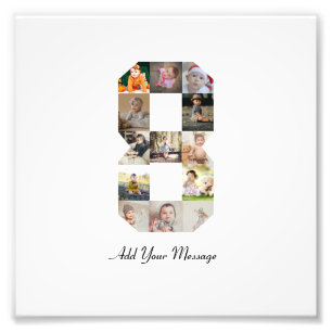 Zwart-wit nummer 8 fotocollage foto afdruk