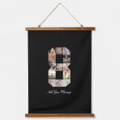 Zwart-wit nummer 8 fotocollage hangend wandkleed (Voorkant)