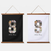 Zwart-wit nummer 8 fotocollage hangend wandkleed (Dubbel)