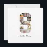 Zwart-wit nummer 8 fotocollage kaart<br><div class="desc">Dit aanpasbare product is waar foto's worden gerangschikt om de vorm van een nummer te vormen. Het wordt vaak gebruikt voor mijlpaalvieringen zoals verjaardagen, jubilea of prestaties, waardoor gebruikers memorabele beelden kunnen tonen binnen een enkele, opvallende weergave. De ontwerpen bieden meestal ruimte voor verschillende fotogroottes en -oriëntaties, waardoor een visueel...</div>