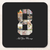 Zwart-wit nummer 8 fotocollage kartonnen onderzetters (Voorkant)