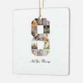 Zwart-wit nummer 8 fotocollage keramisch ornament (Links)