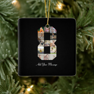 Zwart-wit nummer 8 fotocollage keramisch ornament
