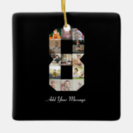 Zwart-wit nummer 8 fotocollage keramisch ornament