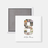 Zwart-wit nummer 8 fotocollage magneet (Voorkant / Achterkant)