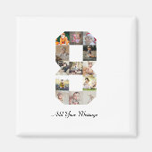 Zwart-wit nummer 8 fotocollage magneet (Voorkant)