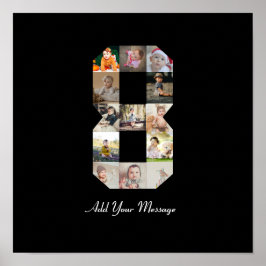 Zwart-wit nummer 8 fotocollage poster