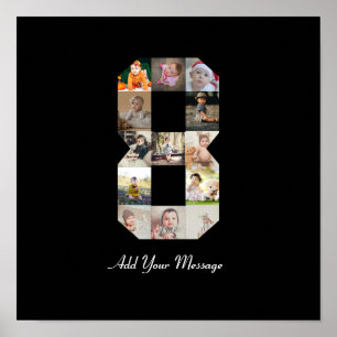Zwart-wit nummer 8 fotocollage poster