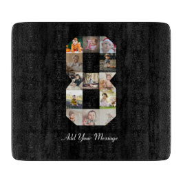 Zwart-wit nummer 8 fotocollage snijplank