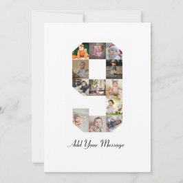 Zwart-wit nummer 9 fotocollage aankondiging