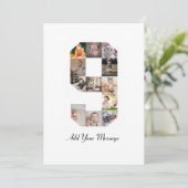 Zwart-wit nummer 9 fotocollage aankondiging (Staand voorkant)