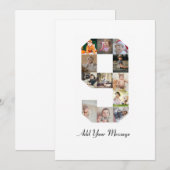 Zwart-wit nummer 9 fotocollage aankondiging (Voorkant / Achterkant)