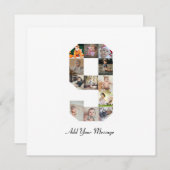 Zwart-wit nummer 9 Fotocollage Feestdagenkaart (Voorkant / Achterkant)