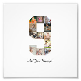 Zwart-wit nummer 9 fotocollage foto afdruk