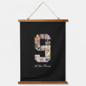 Zwart-wit nummer 9 Fotocollage Hangend Wandkleed (Voorkant 2)