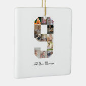 Zwart-wit nummer 9 Fotocollage Keramisch Ornament (Rechts)