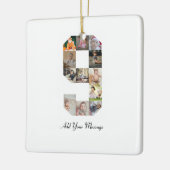 Zwart-wit nummer 9 Fotocollage Keramisch Ornament (Links)