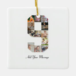 Zwart-wit nummer 9 Fotocollage Keramisch Ornament