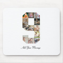 Zwart-wit nummer 9 Fotocollage Muismat