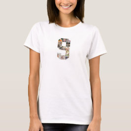 Zwart-wit nummer 9 Fotocollage T-shirt