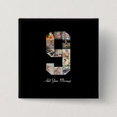 Zwart-wit nummer 9 Fotocollage Vierkante Button 5,1 Cm (Voorkant)