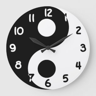 Zwart-wit nummers Yin Yang Grote Klok