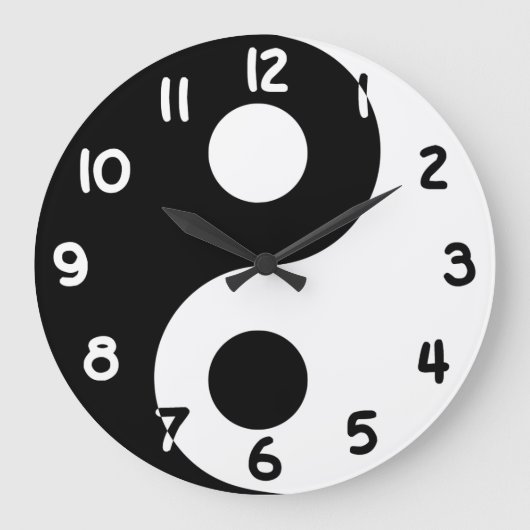 Zwart-wit nummers Yin Yang Grote Klok (Voorkant)