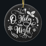 Zwart-wit O Heilige Night Chalkboard Keramisch Ornament<br><div class="desc">De achtergrond is voorzien van een faux-bord grafisch. In het afbeelding staat het woord O, Heilige nacht met decoratieve letters en afbeeldingen. Een zwarte en witte kerstversiering. Voeg een foto aan de rug toe. U kon de achtergrond ook schrappen en een stevige kleur of één van de populaire achtergronden in...</div>