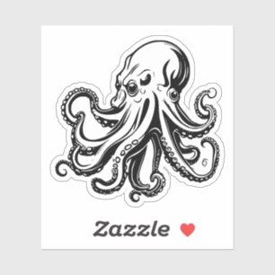 zwart-wit octopus vinyl sticker