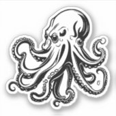 zwart-wit octopus vinyl sticker (Voorkant)