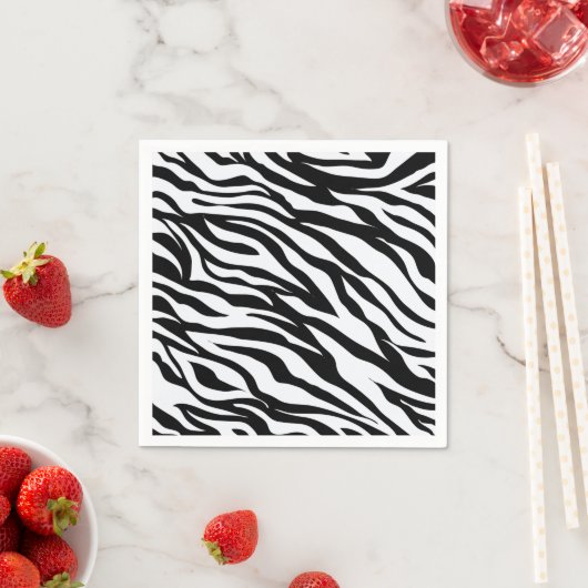 Zwart-wit Oerwoud Zebra Pattern Print Servet (Insitu)