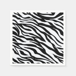 Zwart-wit Oerwoud Zebra Pattern Print Servet